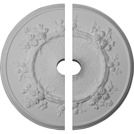 Ekena Millwork Flower Ceiling Medallion, Two Piece (Fits Canopies up to 3 7/8"), 27"OD x 3 1/2"ID x 1 1/8"P CM27FL2-03500